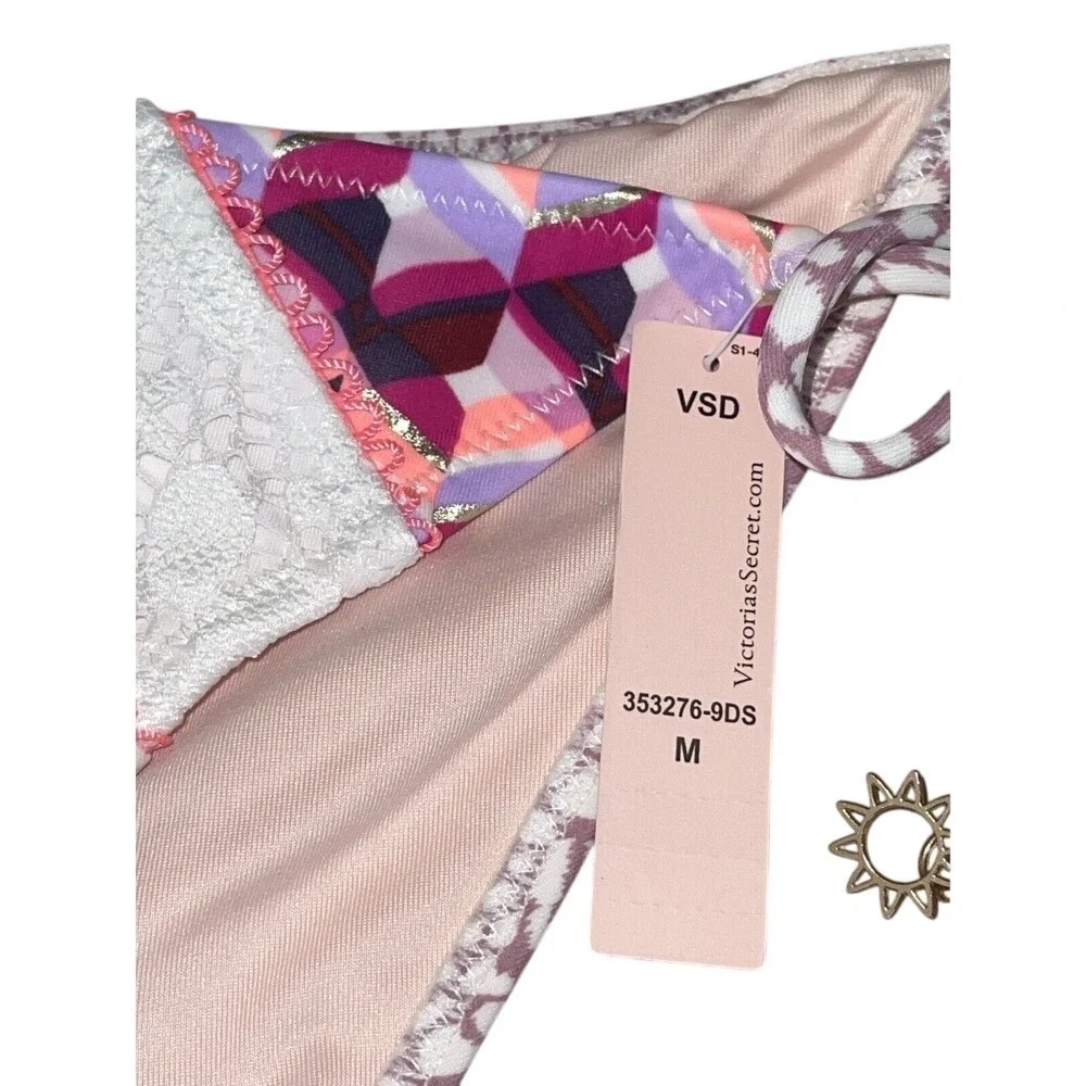 New Victoria's‎ Secret Bikini Women Medium String Triangle Swim Pink Lace New
